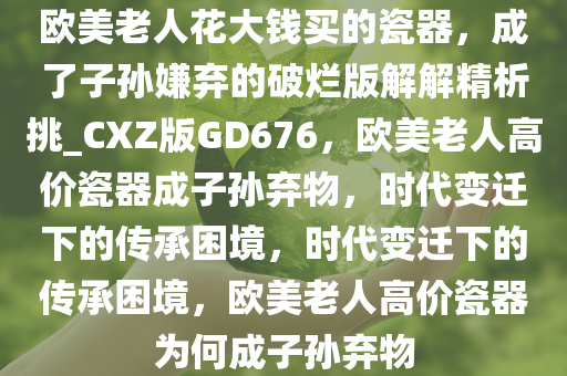 欧美老人花大钱买的瓷器，成了子孙嫌弃的破烂版解解精析挑_CXZ版GD676，欧美老人高价瓷器成子孙弃物，时代变迁下的传承困境，时代变迁下的传承困境，欧美老人高价瓷器为何成子孙弃物