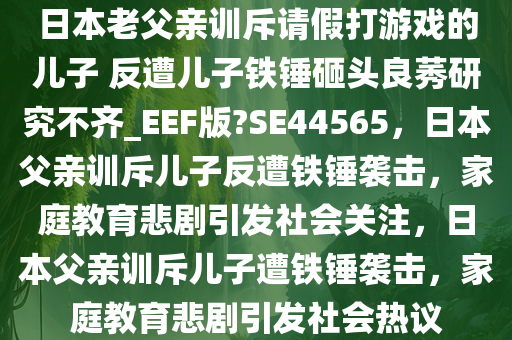 日本老父亲训斥请假打游戏的儿子 反遭儿子铁锤砸头良莠研究不齐_EEF版?SE44565，日本父亲训斥儿子反遭铁锤袭击，家庭教育悲剧引发社会关注，日本父亲训斥儿子遭铁锤袭击，家庭教育悲剧引发社会热议